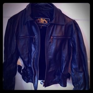 Heavy leather biker jacket